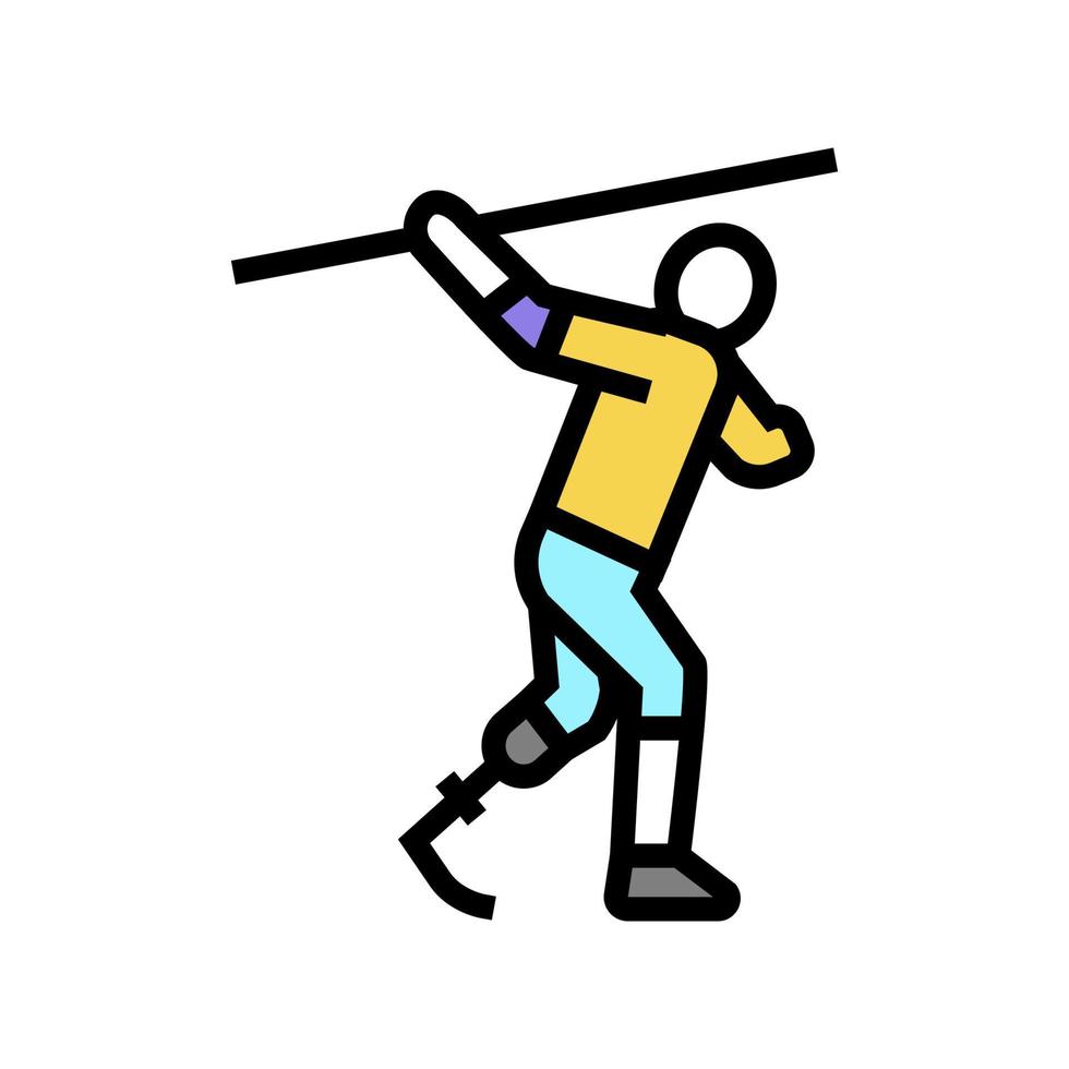 ilustração vetorial de ícone de cor de atleta deficiente de lançamento de dardo vetor