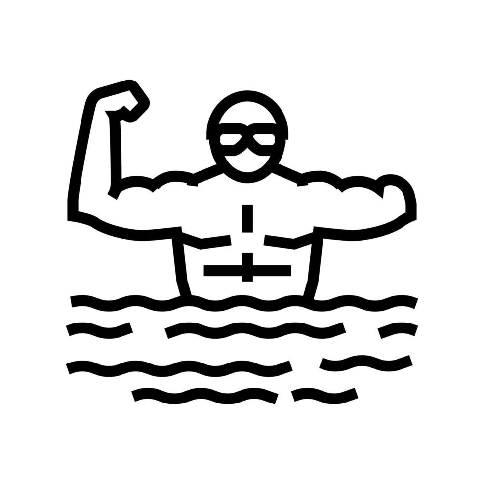 ilustração vetorial de ícone de linha de atleta deficiente de natação vetor