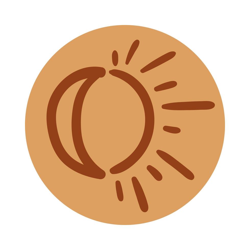 sol e lua estilo de desenho à mão boho vetor