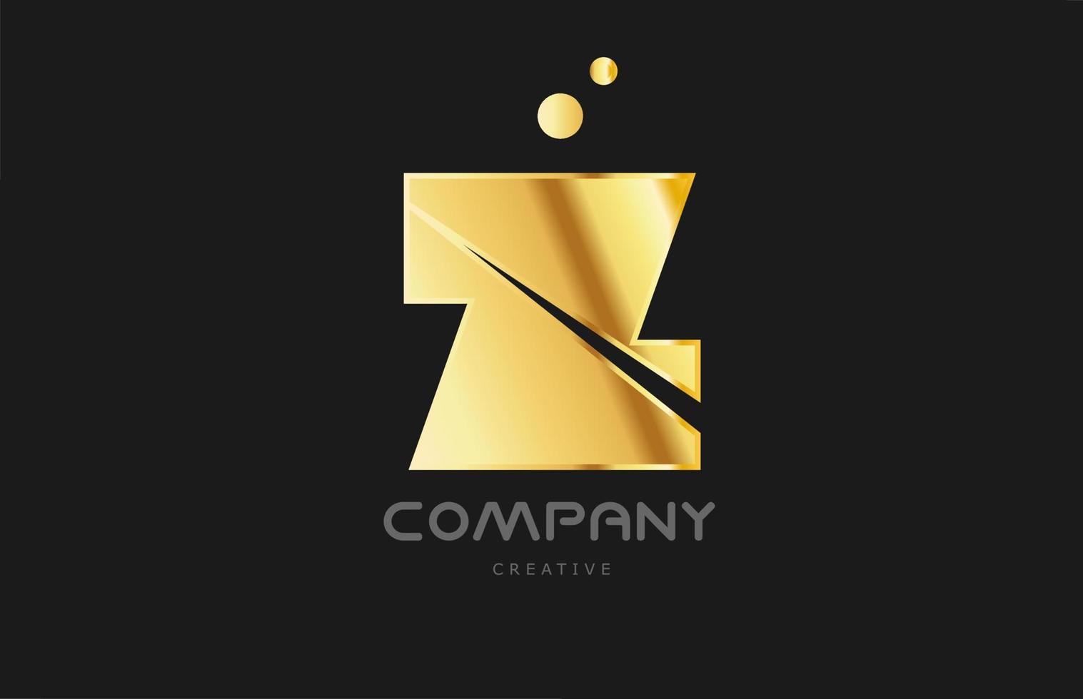 design de ícone do logotipo da letra do alfabeto z geométrico dourado dourado. modelo criativo para negócios e empresa e na cor amarela vetor
