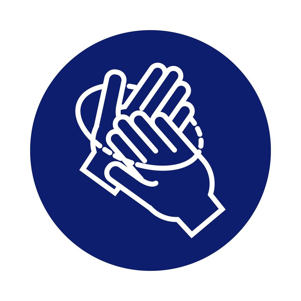 ícone de estilo de bloco circular lavando as mãos vetor