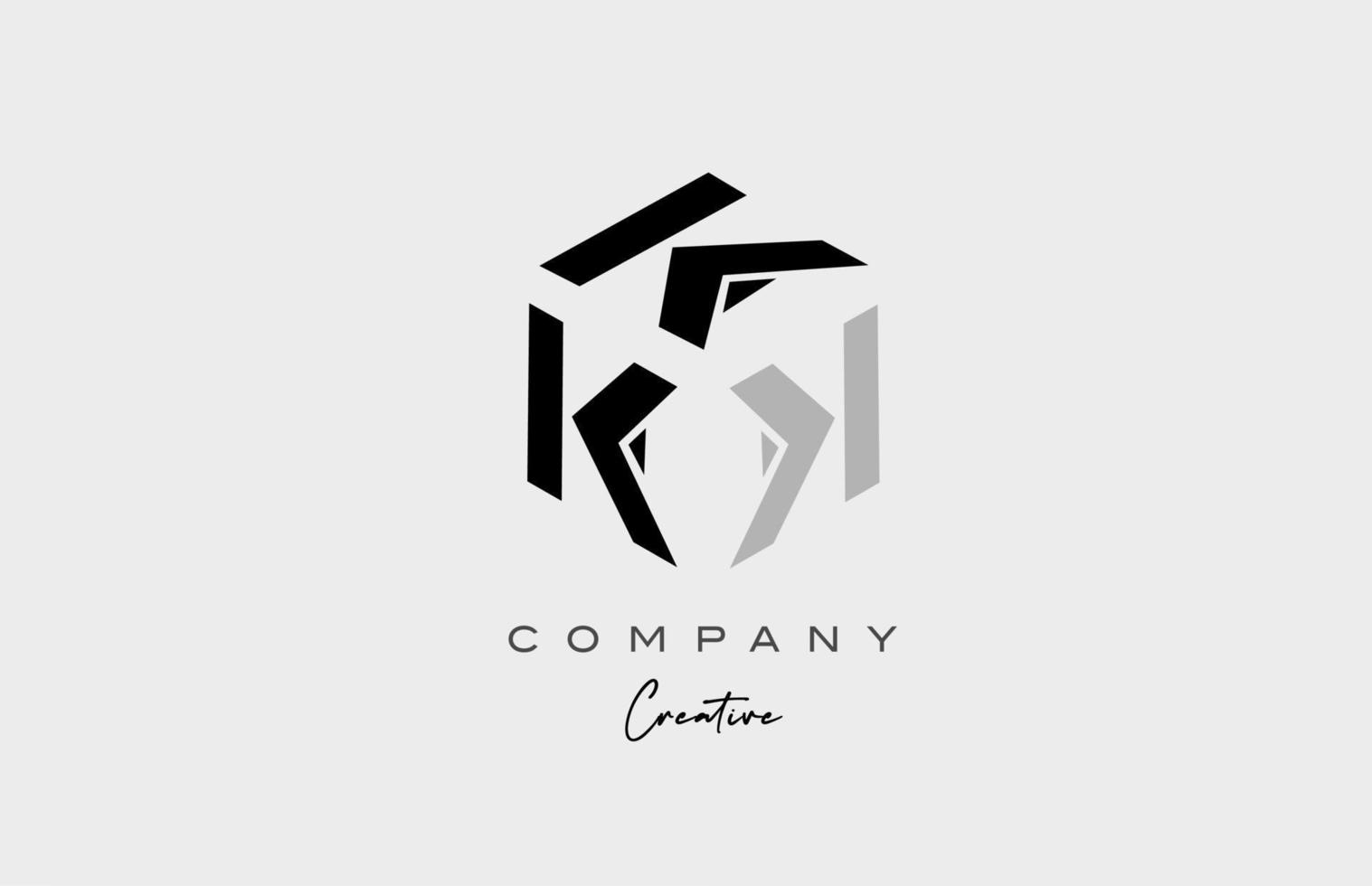 k cinza design de ícone do logotipo da letra do alfabeto de três letras. modelo criativo para negócios e empresa vetor