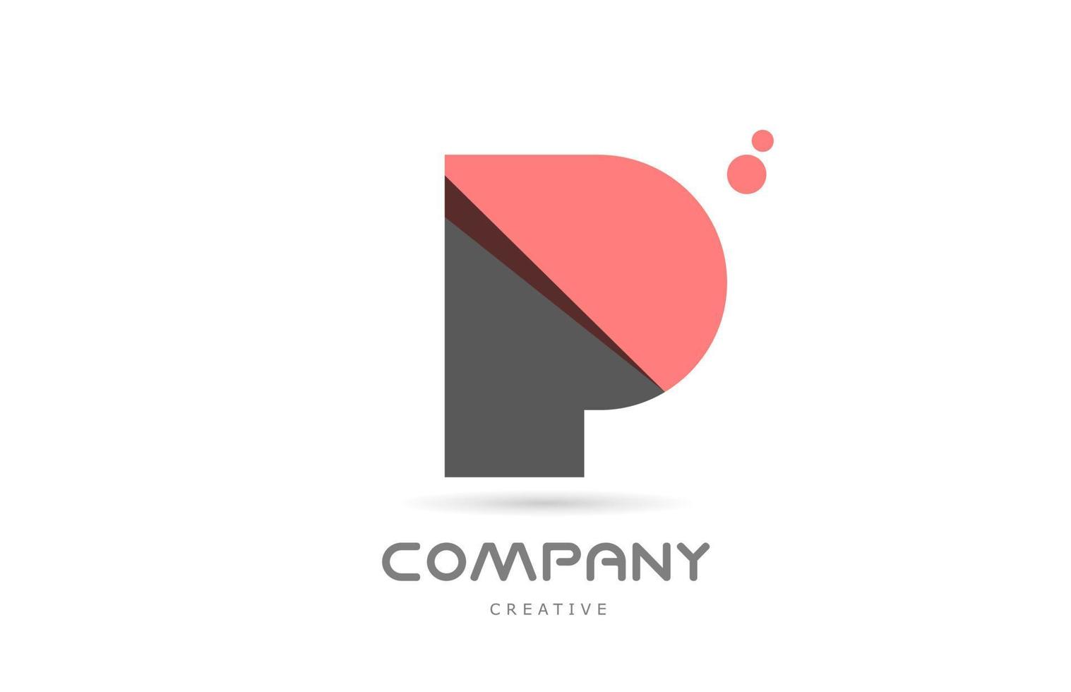 p ícone do logotipo da letra do alfabeto geométrico de pontos rosa. modelo criativo para negócios e empresa vetor