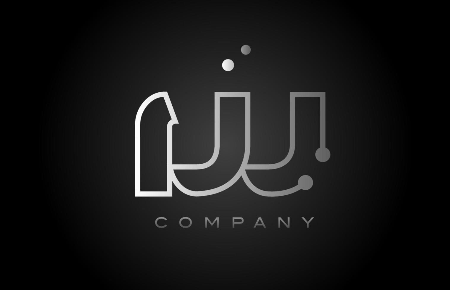 preto branco cinza w linha dot alfabeto letra logotipo ícone design. modelo criativo para empresa e negócios vetor