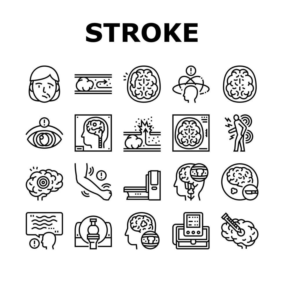 vetor de conjunto de ícones de coleção de problemas de saúde de derrame