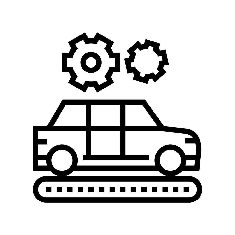 ilustração vetorial de ícone de linha de carro de fabricação vetor