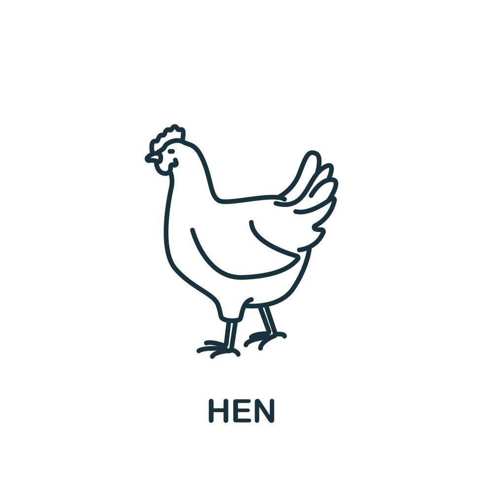 ícone de galinha da coleção de animais domésticos. símbolo de galinha de elemento de linha simples para modelos, web design e infográficos vetor