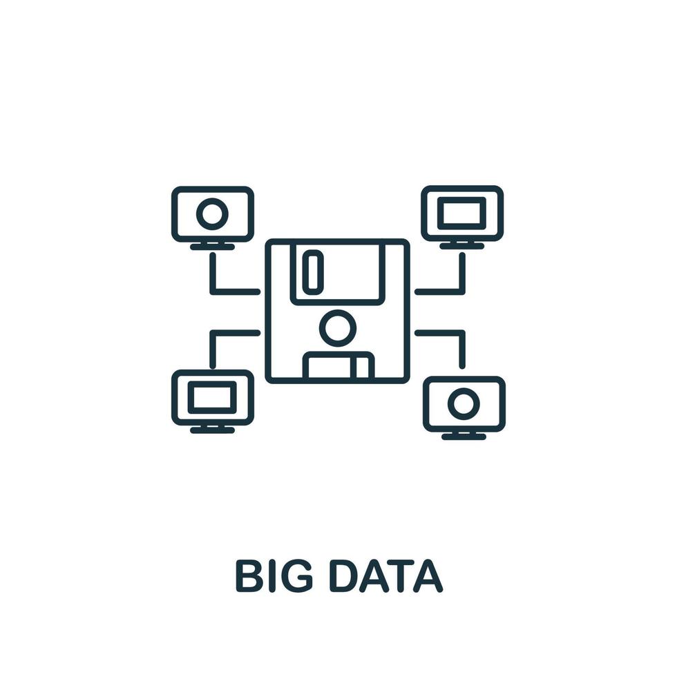 ícone de big data da coleção da indústria 4.0. símbolo de big data de elemento de linha simples para modelos, web design e infográficos vetor