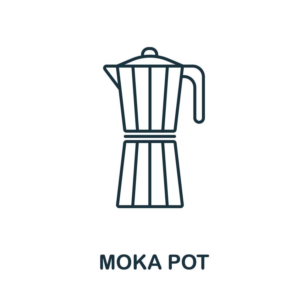 ícone de pote moka da coleção itália. ícone de pote de moka de linha simples para modelos, web design e infográficos vetor