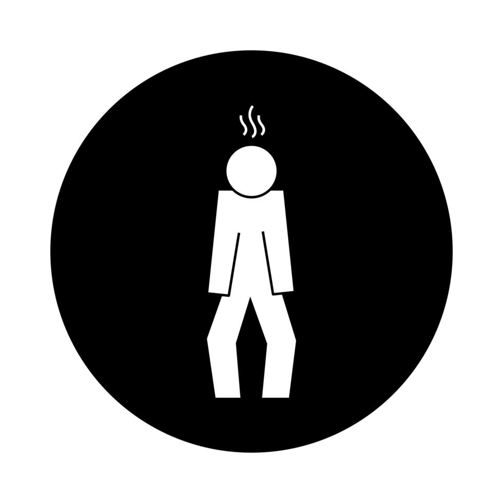 figura humana com estilo de bloco de pictograma de saúde de febre vetor