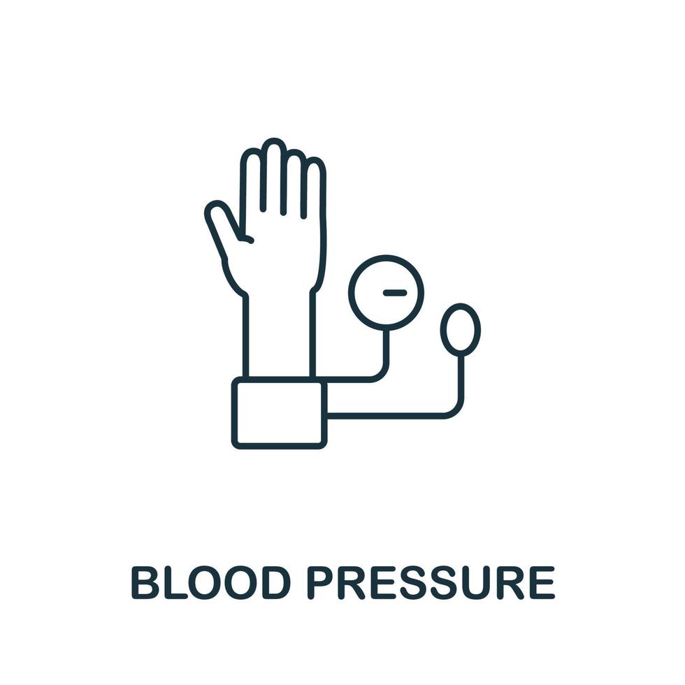 ícone de pressão arterial da coleção de verificação de saúde. ícone de pressão arterial de linha simples para modelos, web design e infográficos vetor