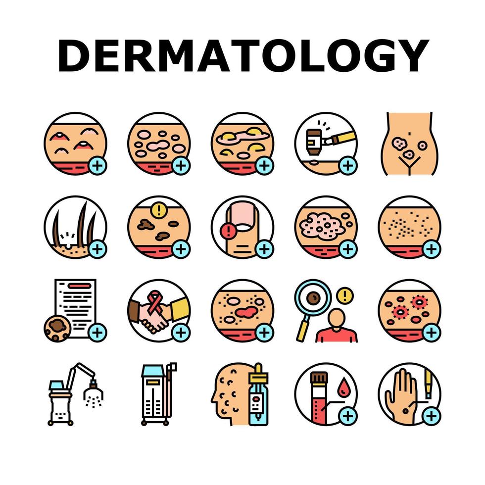 vetor de conjunto de ícones de coleção de problemas de dermatologia