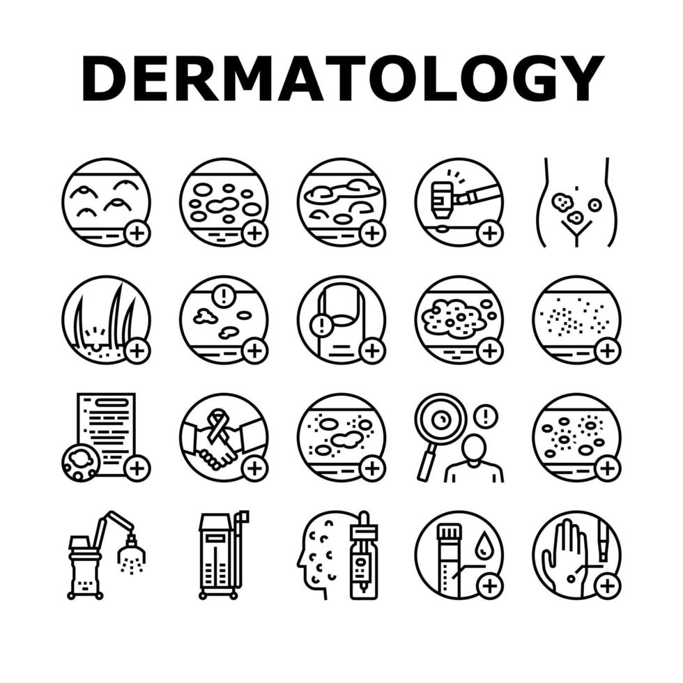 vetor de conjunto de ícones de coleção de problemas de dermatologia