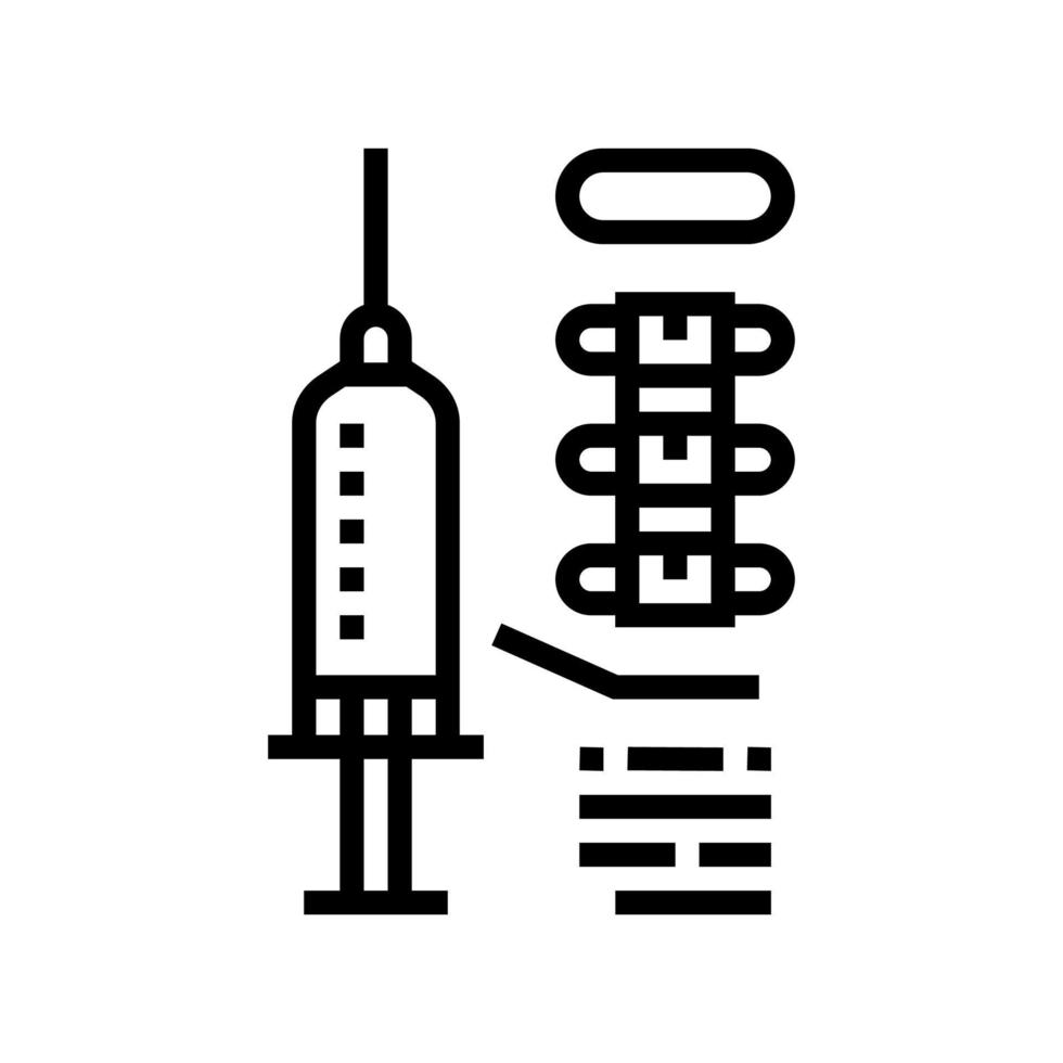 ilustração vetorial do ícone da linha de tratamento de escoliose de injeção vetor