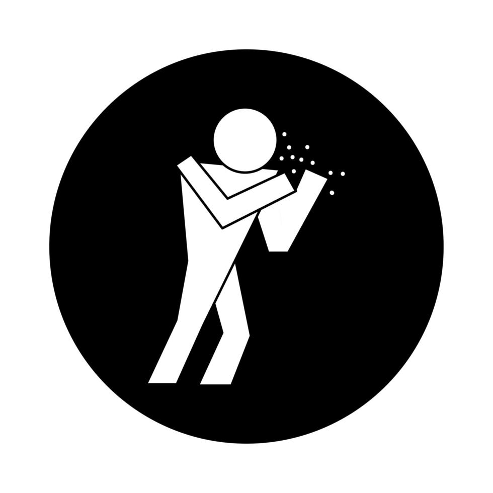 figura humana espirrando estilo de bloco de pictograma vetor