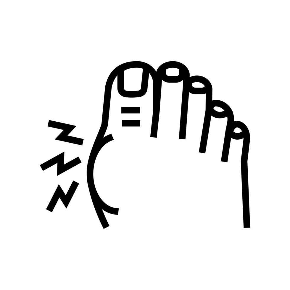 dor na ilustração vetorial do ícone da linha do dedão do pé vetor