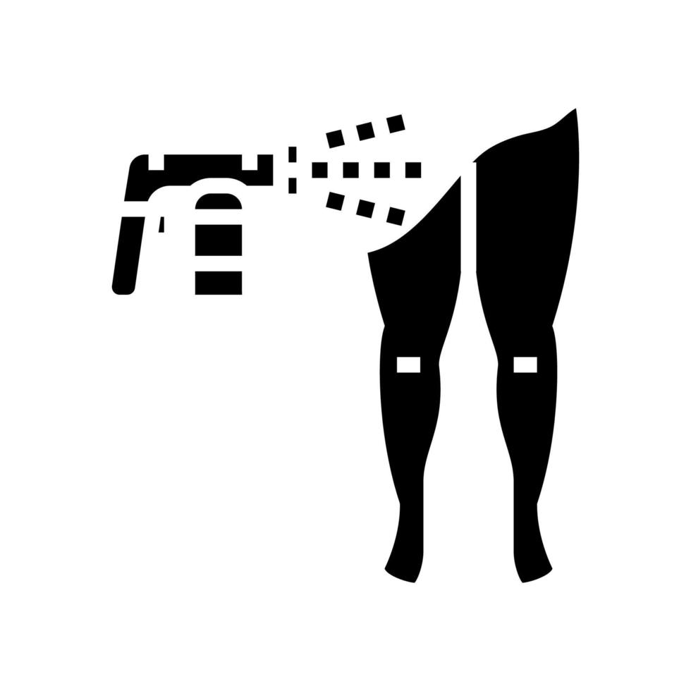 ilustração em vetor de ícone de glifo de tinta bronzeada de perna