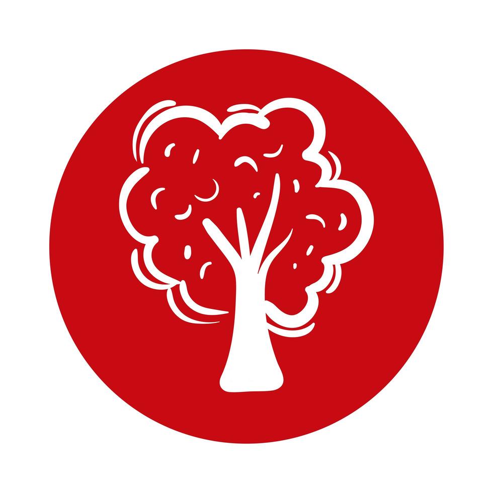 ícone de estilo de bloco de planta de árvore vetor