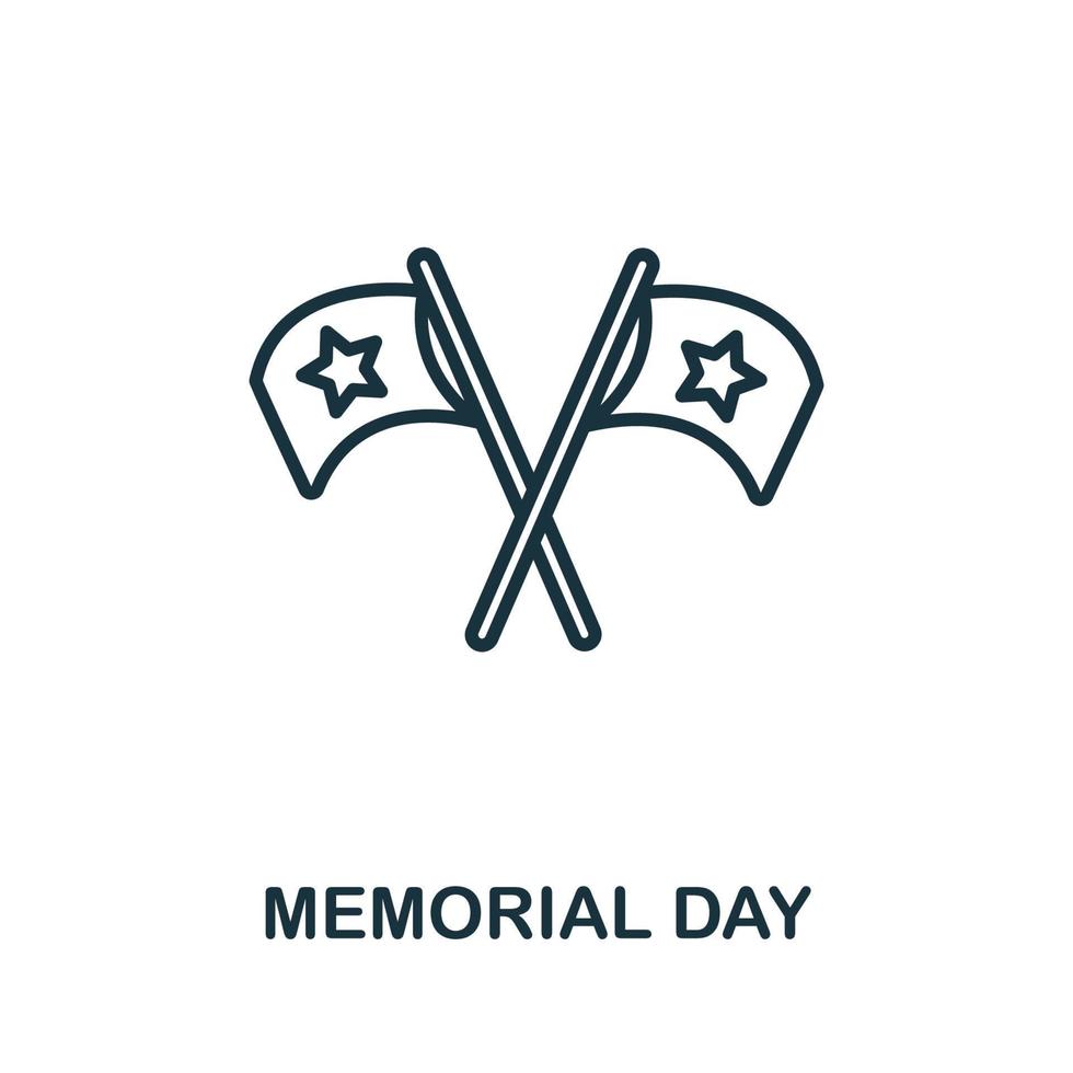 ícone do dia do memorial da coleção de feriados. ícone do dia do memorial de linha simples para modelos, web design e infográficos vetor
