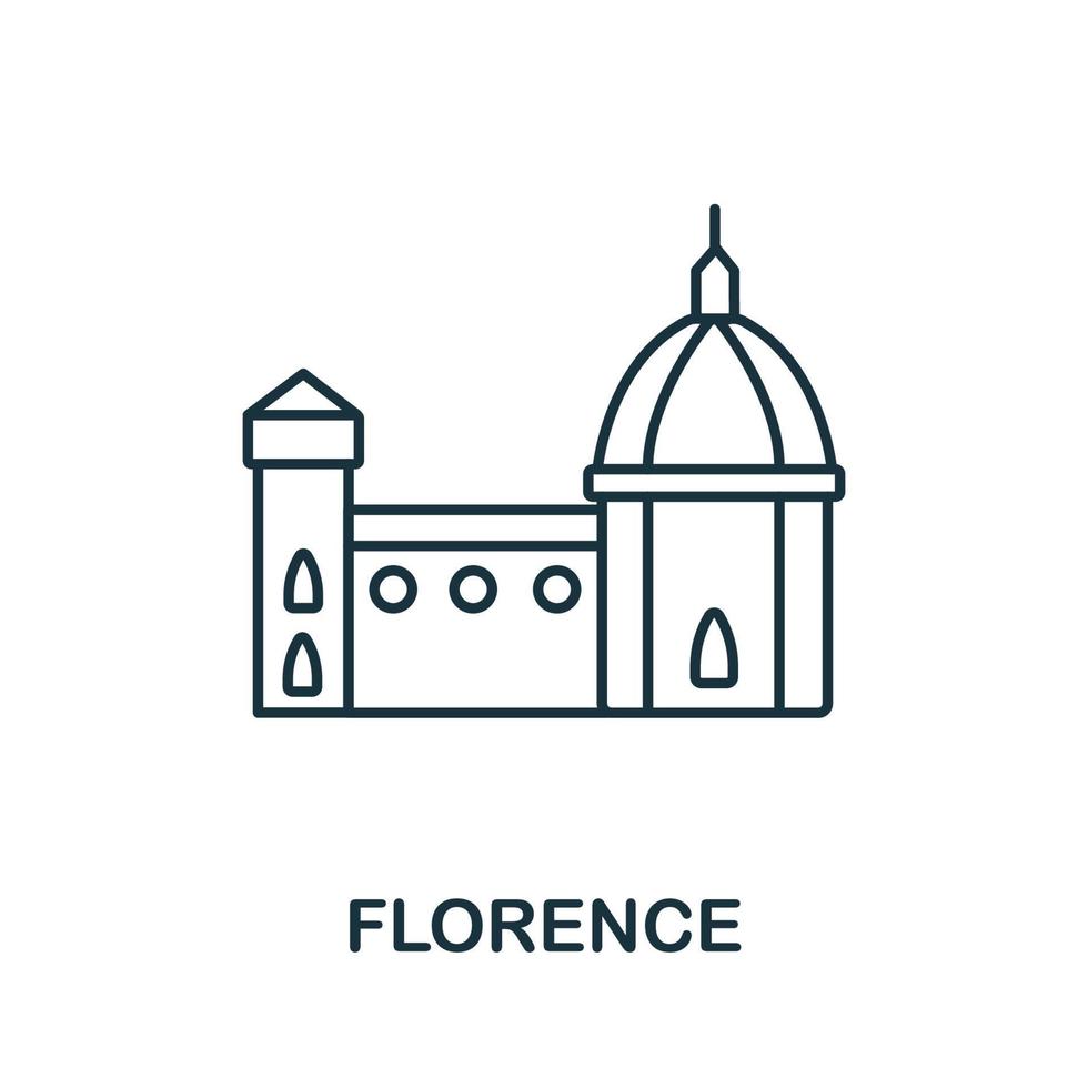 ícone de florença da coleção itália. ícone de florença de linha simples para modelos, web design e infográficos vetor