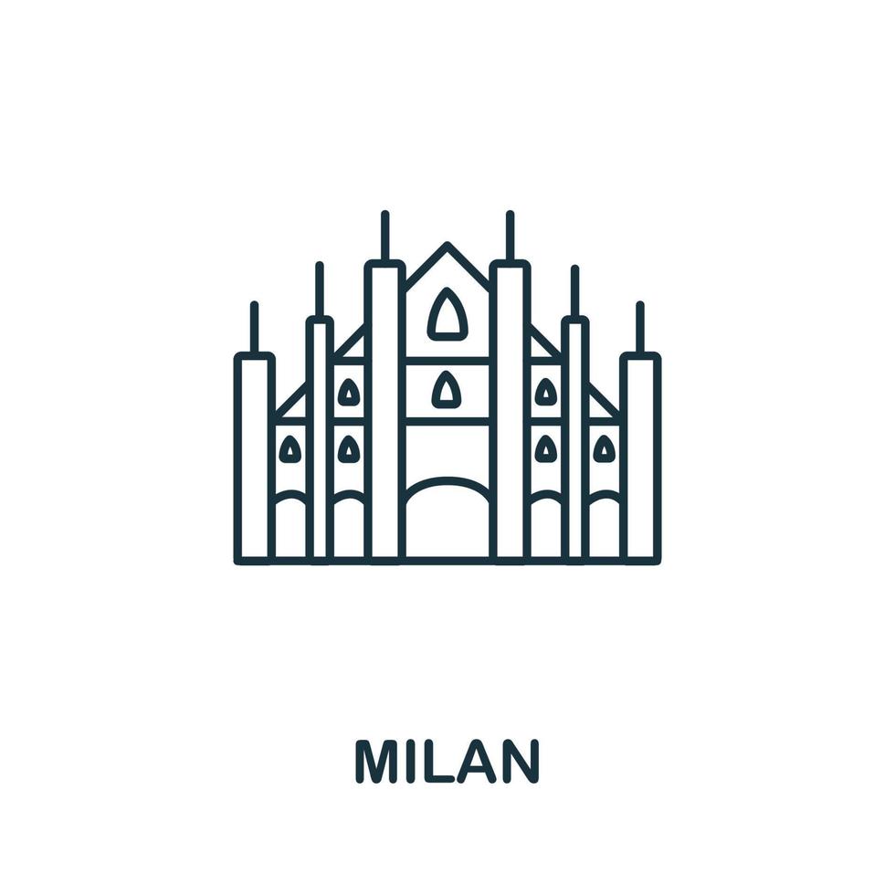 ícone de Milão da coleção da Itália. ícone de milão de linha simples para modelos, web design e infográficos vetor