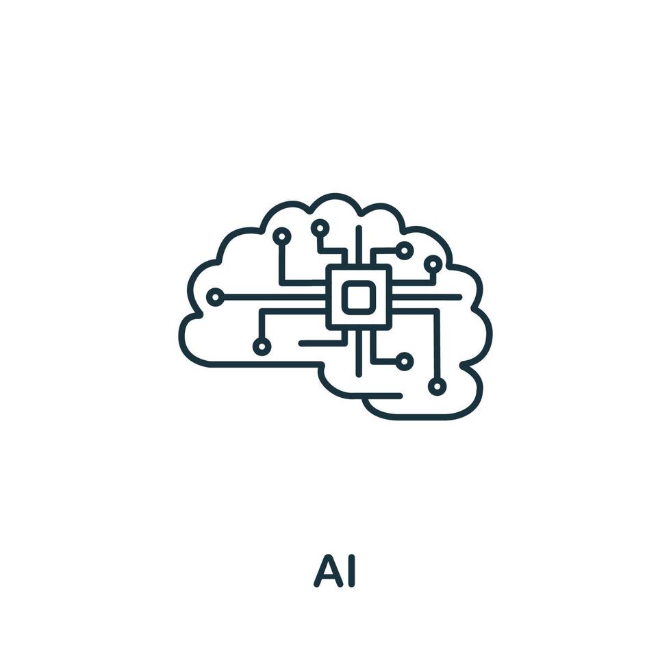 ícone ai da coleção de aprendizado de máquina. ícone de linha simples ai para modelos, web design e infográficos vetor