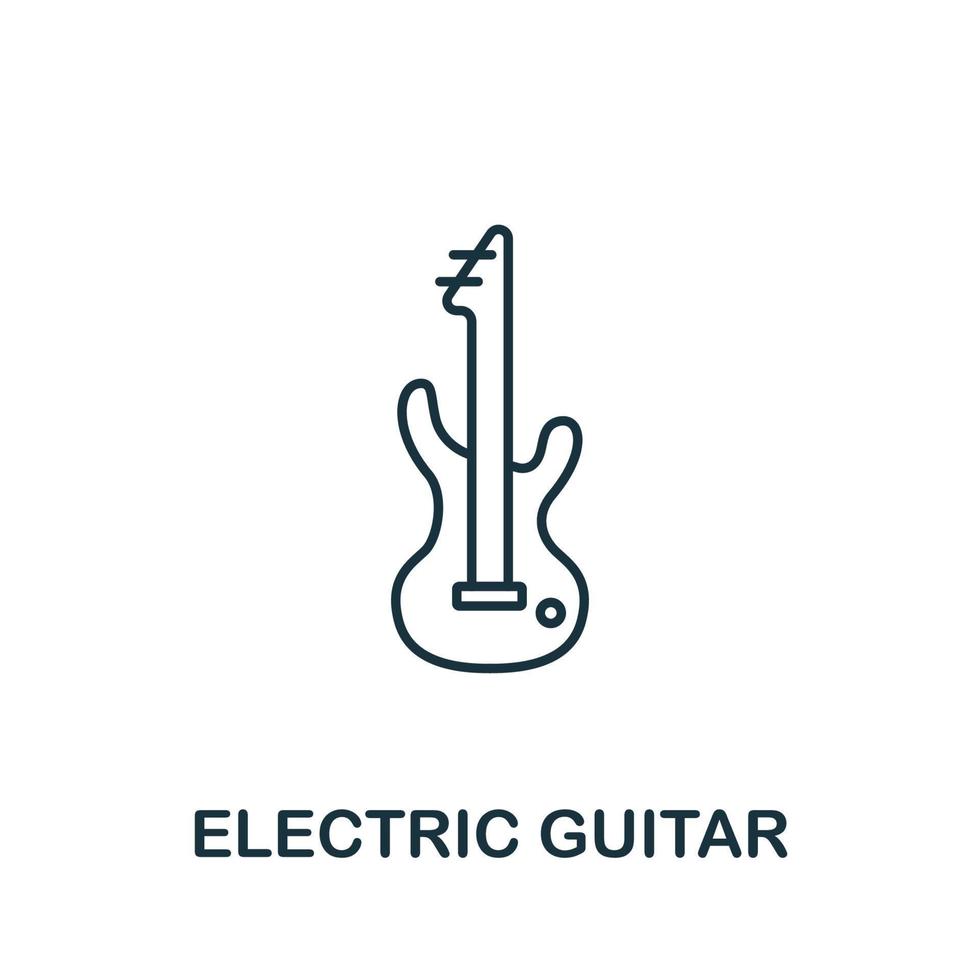 ícone da guitarra elétrica da coleção de músicas. ícone de guitarra elétrica de linha simples para modelos, web design e infográficos vetor