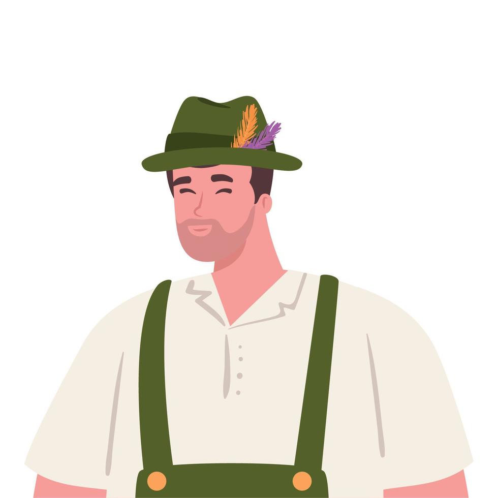 desenho de homem oktoberfest com design de vetor de pano tradicional