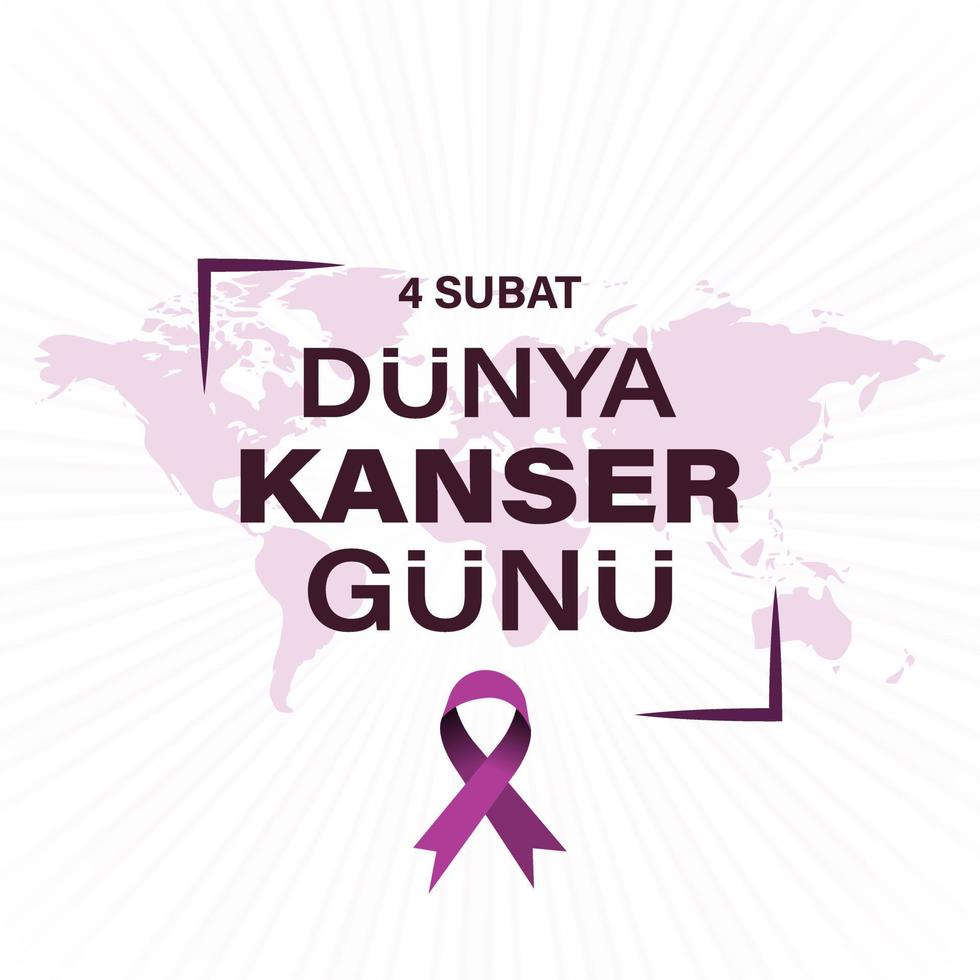 tradução 4 de fevereiro, dia mundial do câncer. ilustração vetorial. 4 subat dunya kanser gunu. vetor