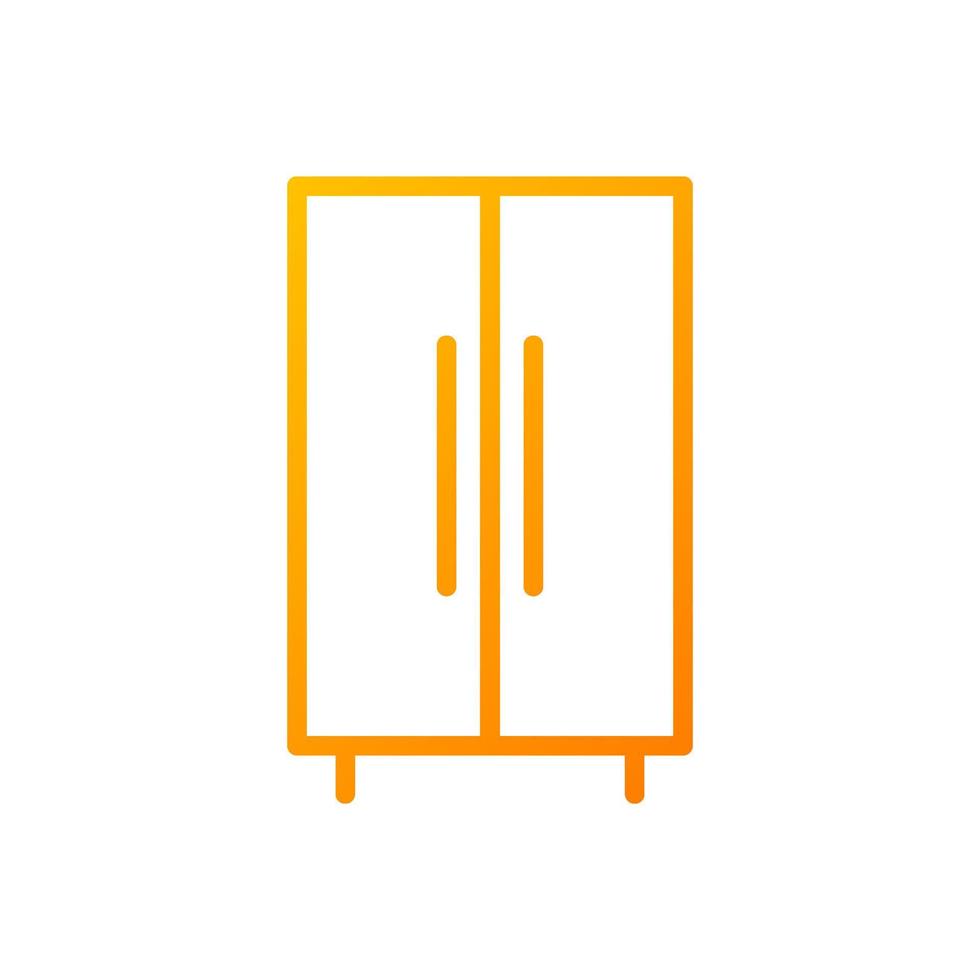 guarda-roupa armário pixel ícone de vetor linear gradiente perfeito. armário para quarto. armário de madeira. loja de móveis para casa. símbolo de cor de linha fina. pictograma de estilo moderno. desenho de contorno isolado vetorial