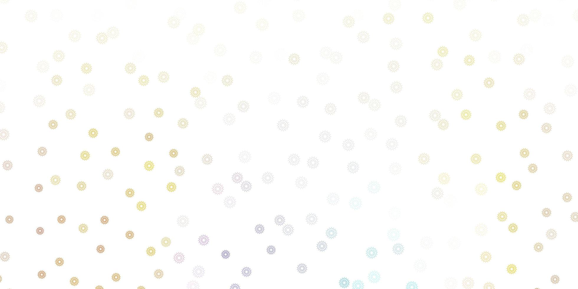 fundo de doodle de vetor azul e amarelo claro com flores.