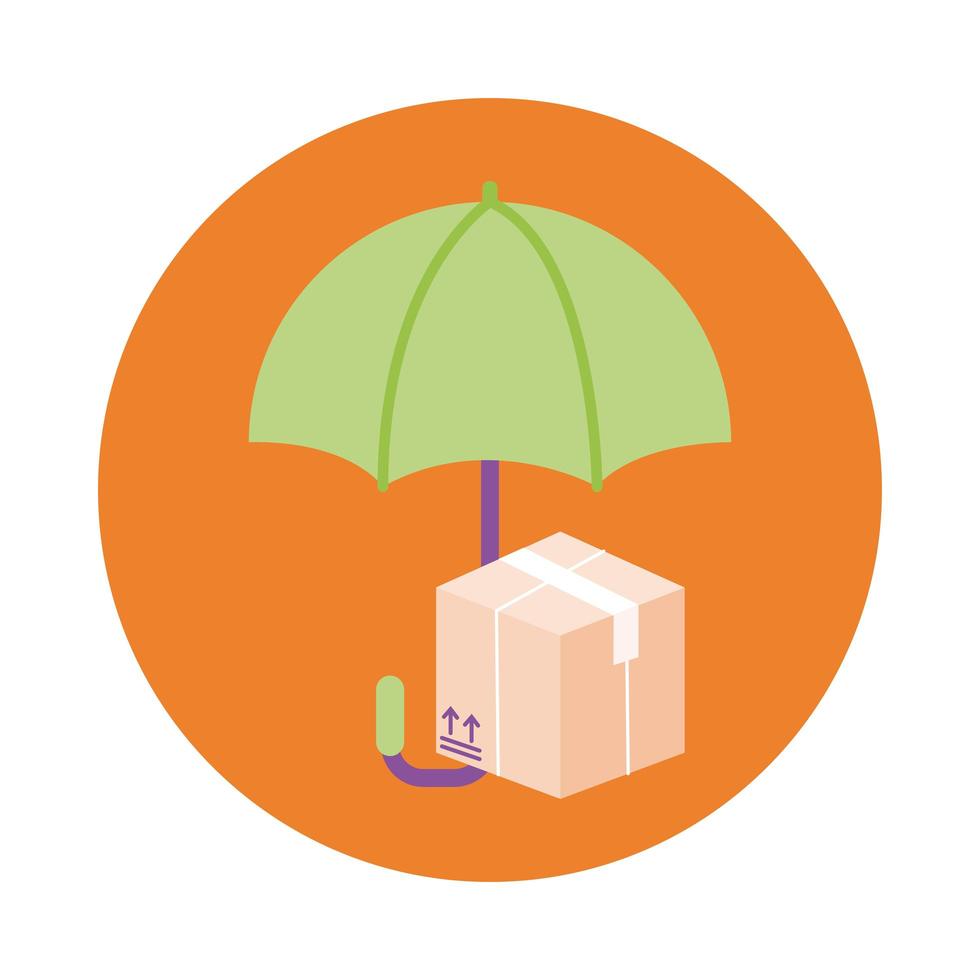guarda-chuva com caixa estilo bloco serviço entrega vetor