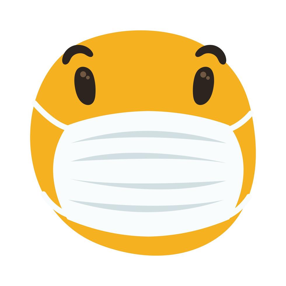 emoji usando máscara médica desenhado à mão vetor