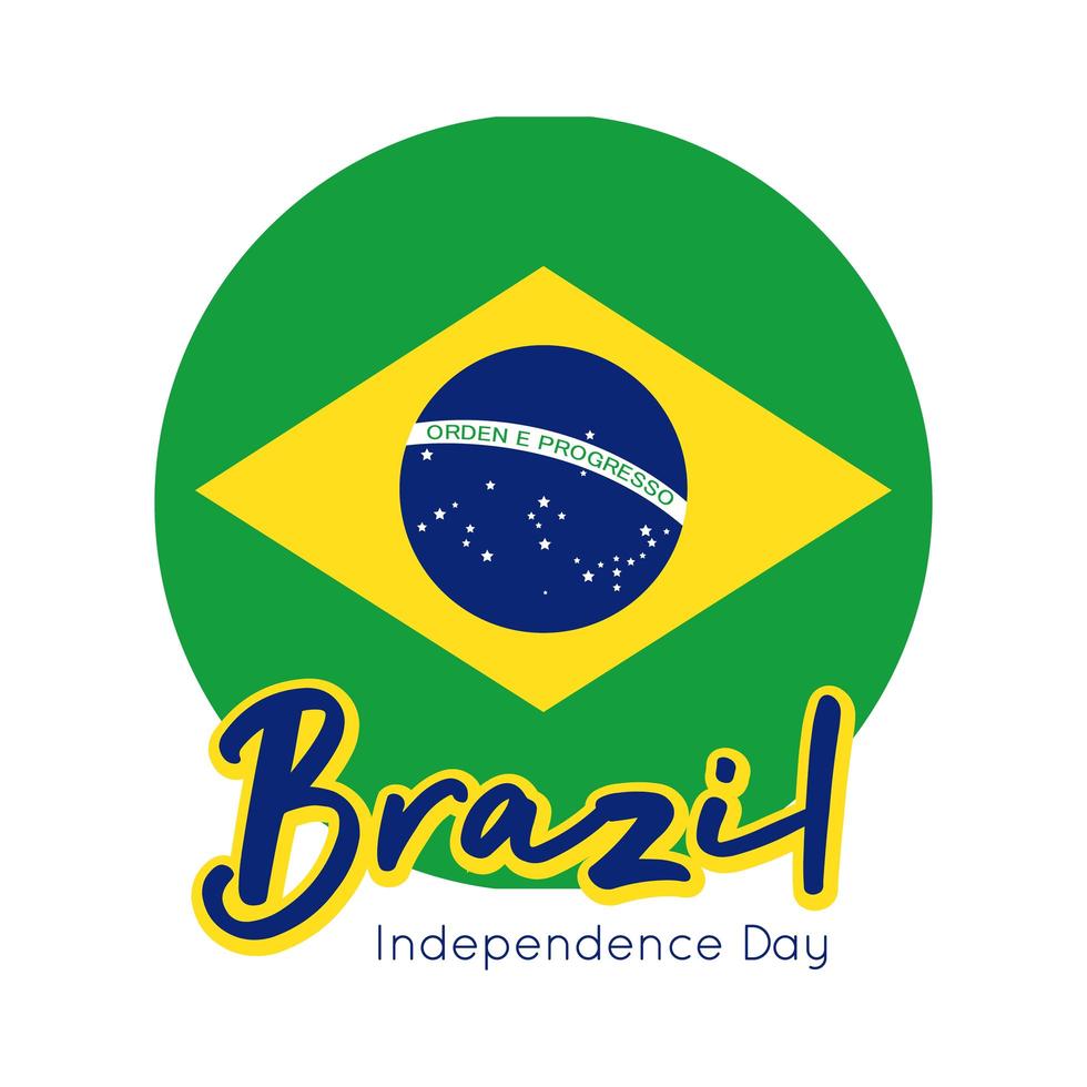 Feliz Dia da Independência Brasil cartão com bandeira selo estilo simples vetor