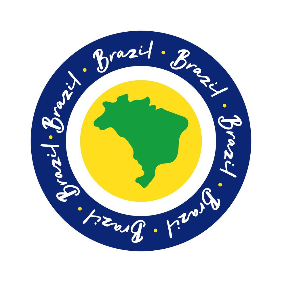 Eu amo o selo do brasil com ícone de estilo plano de mapa vetor