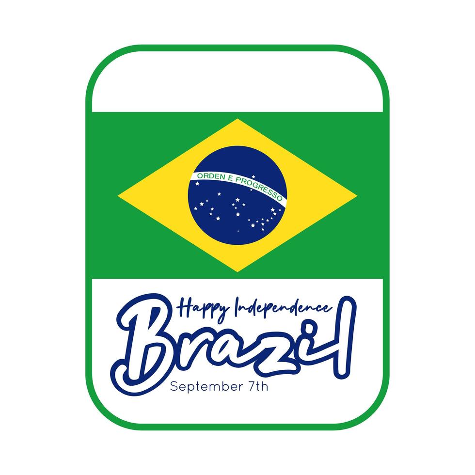 Feliz Dia da Independência Brasil cartão com bandeira estilo simples vetor