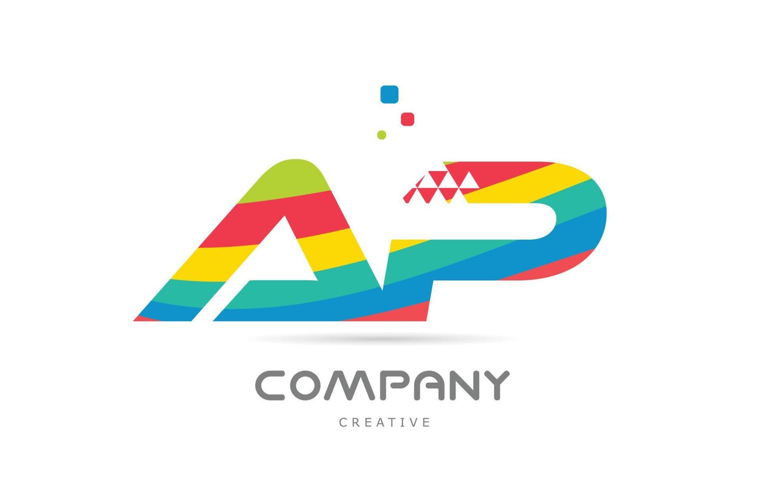 combinação ap design de ícone do logotipo da letra do alfabeto colorido. design de modelo criativo colorido para empresa ou negócio vetor
