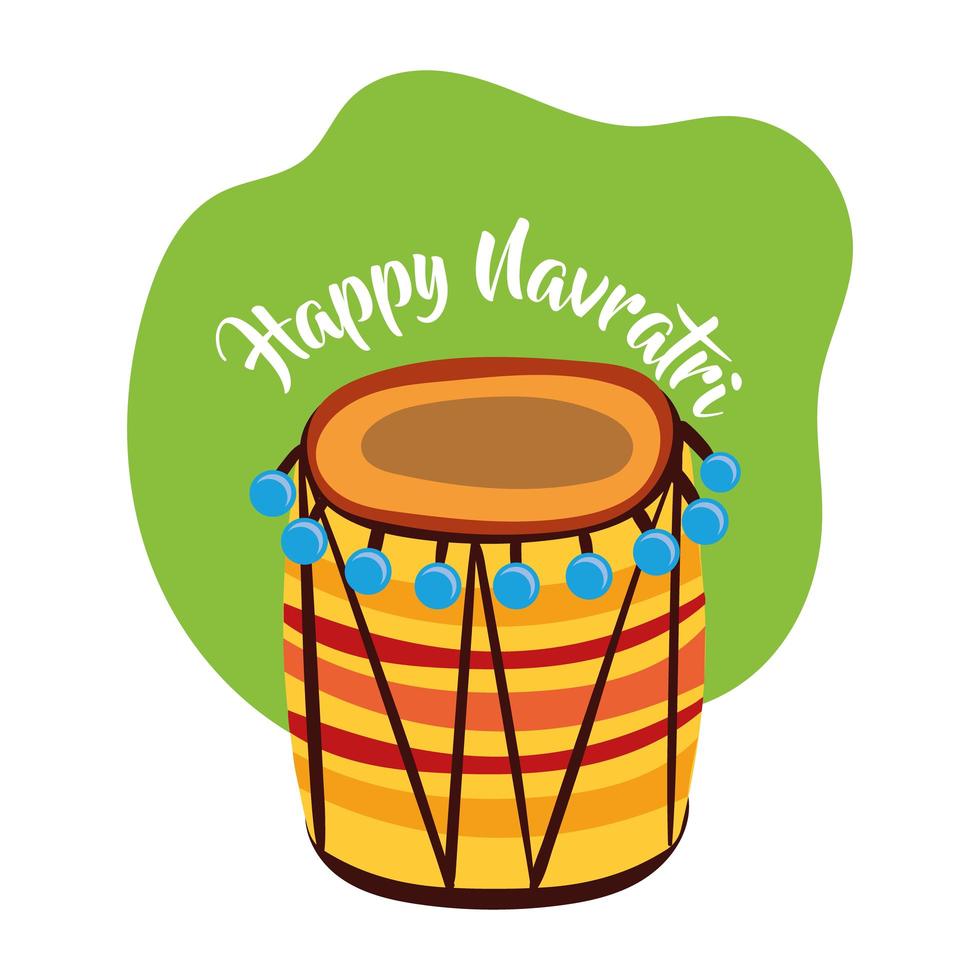 feliz celebração navratri com estilo simples de instrumento de bateria vetor