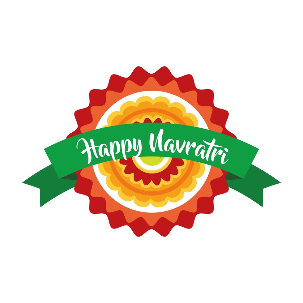 feliz celebração navratri com renda decorativa e estilo plano de fita vetor