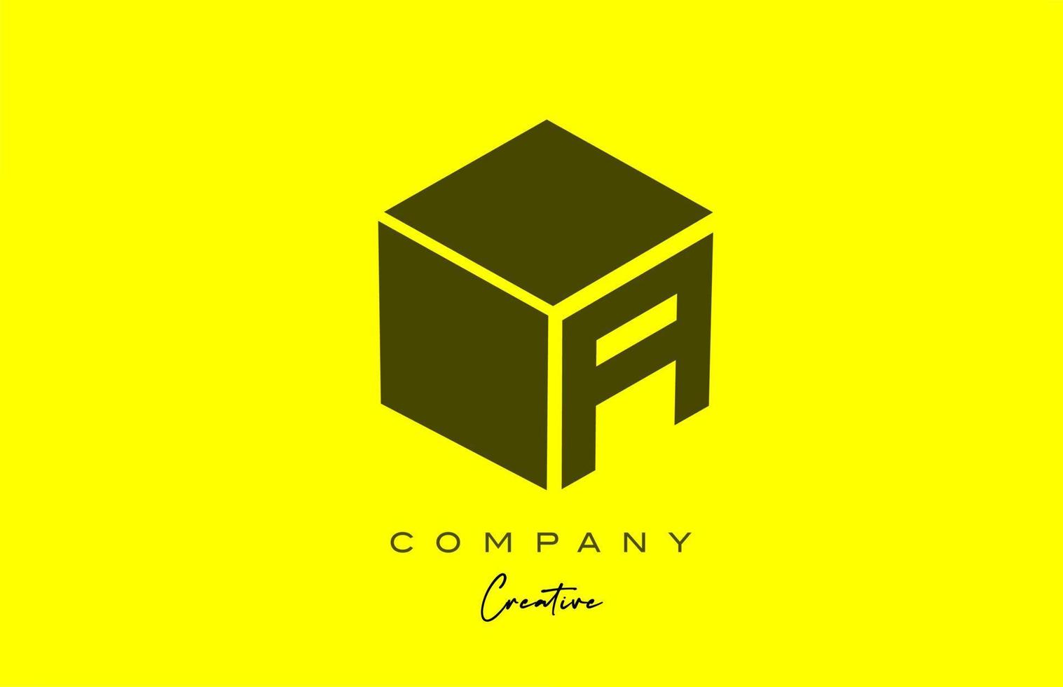 amarelo preto um design de ícone do logotipo da letra do alfabeto. modelo de design de cubo criativo para empresa e negócios vetor