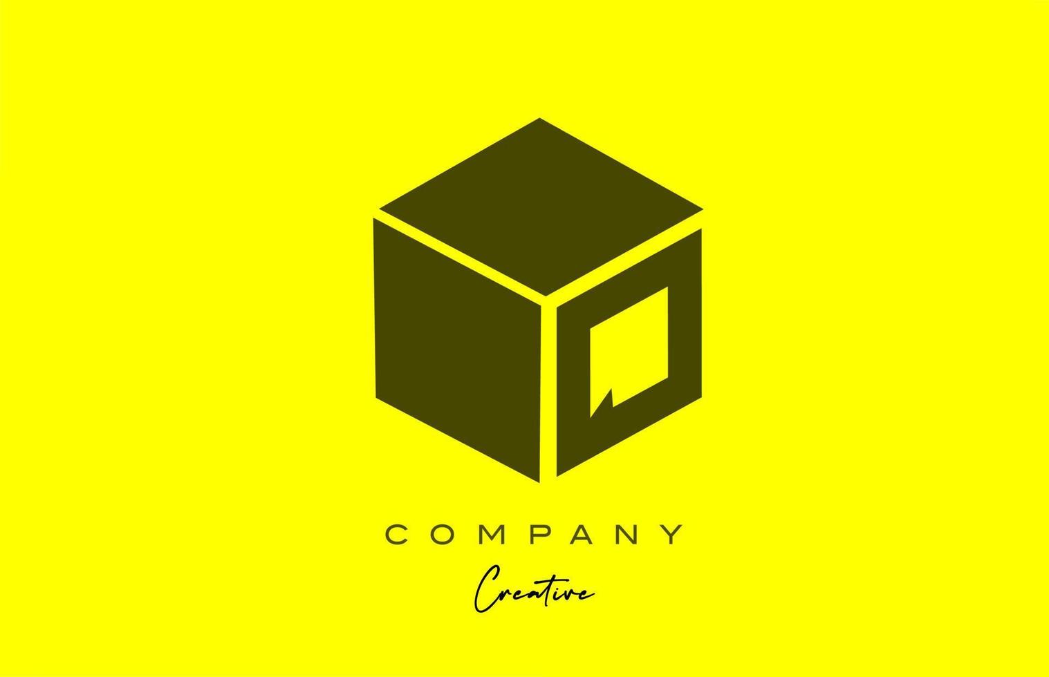 projeto do ícone do logotipo da letra q do alfabeto preto amarelo. modelo de design de cubo criativo para empresa e negócios vetor