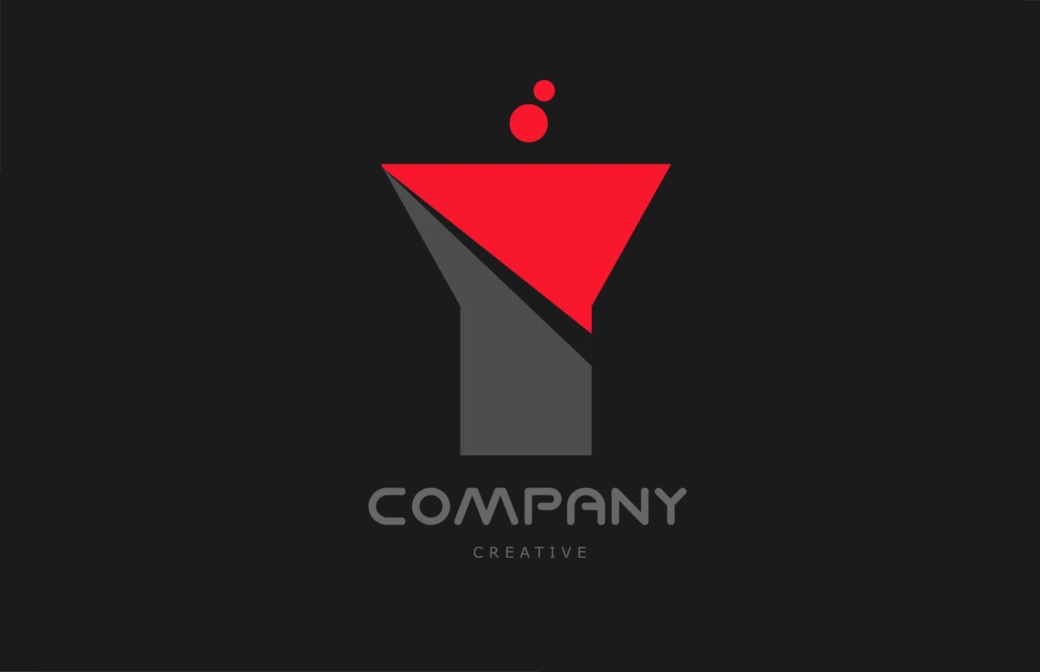 y design de ícone do logotipo da letra do alfabeto de pontos cinzas vermelhos. modelo criativo para negócios e empresa vetor