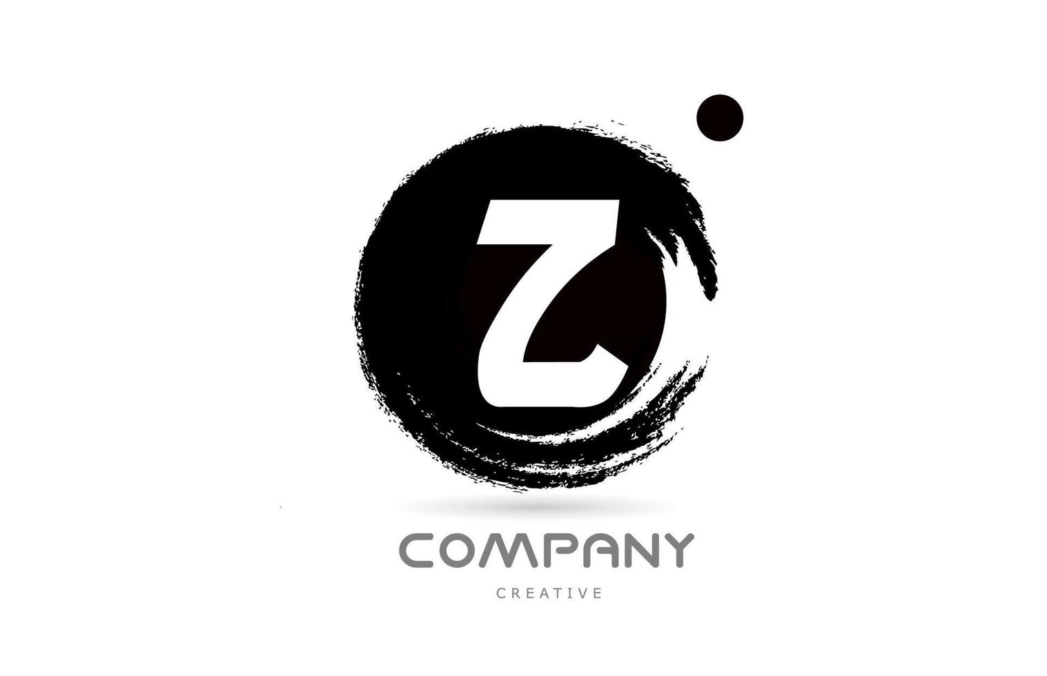 z projeto do ícone do logotipo da letra do alfabeto grunge preto e branco com letras de estilo japonês. modelo criativo para empresa e negócios vetor