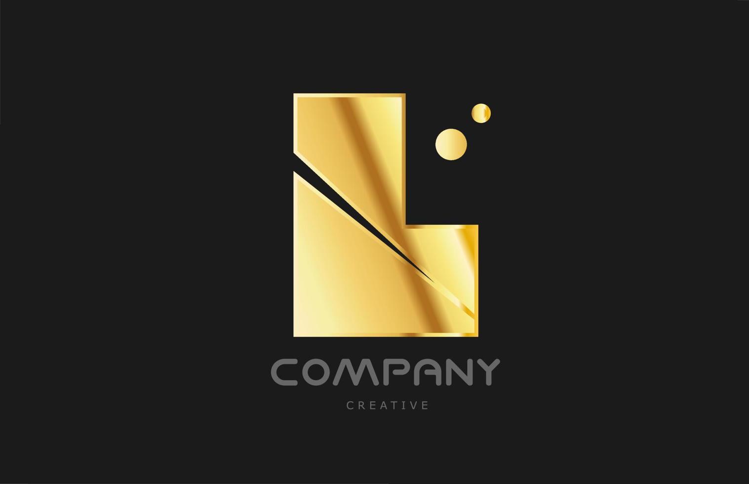 design de ícone do logotipo da letra do alfabeto dourado dourado l. modelo criativo para negócios e empresa e na cor amarela vetor