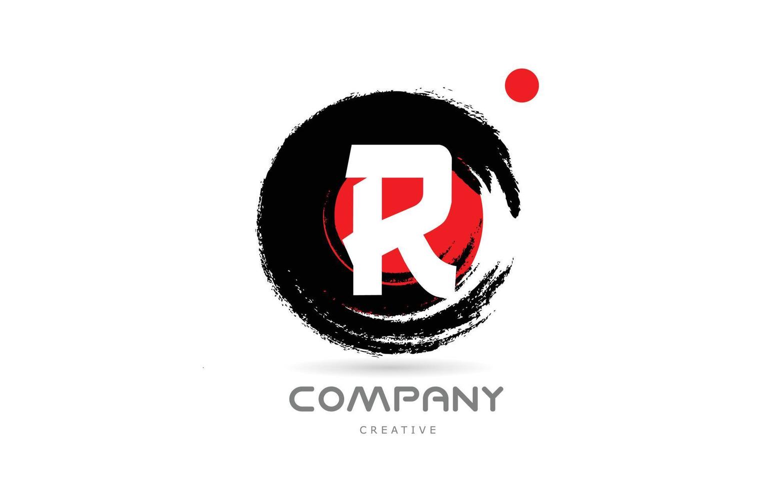 design de ícone do logotipo da letra do alfabeto grunge r com letras de estilo japonês. modelo criativo para empresa vetor
