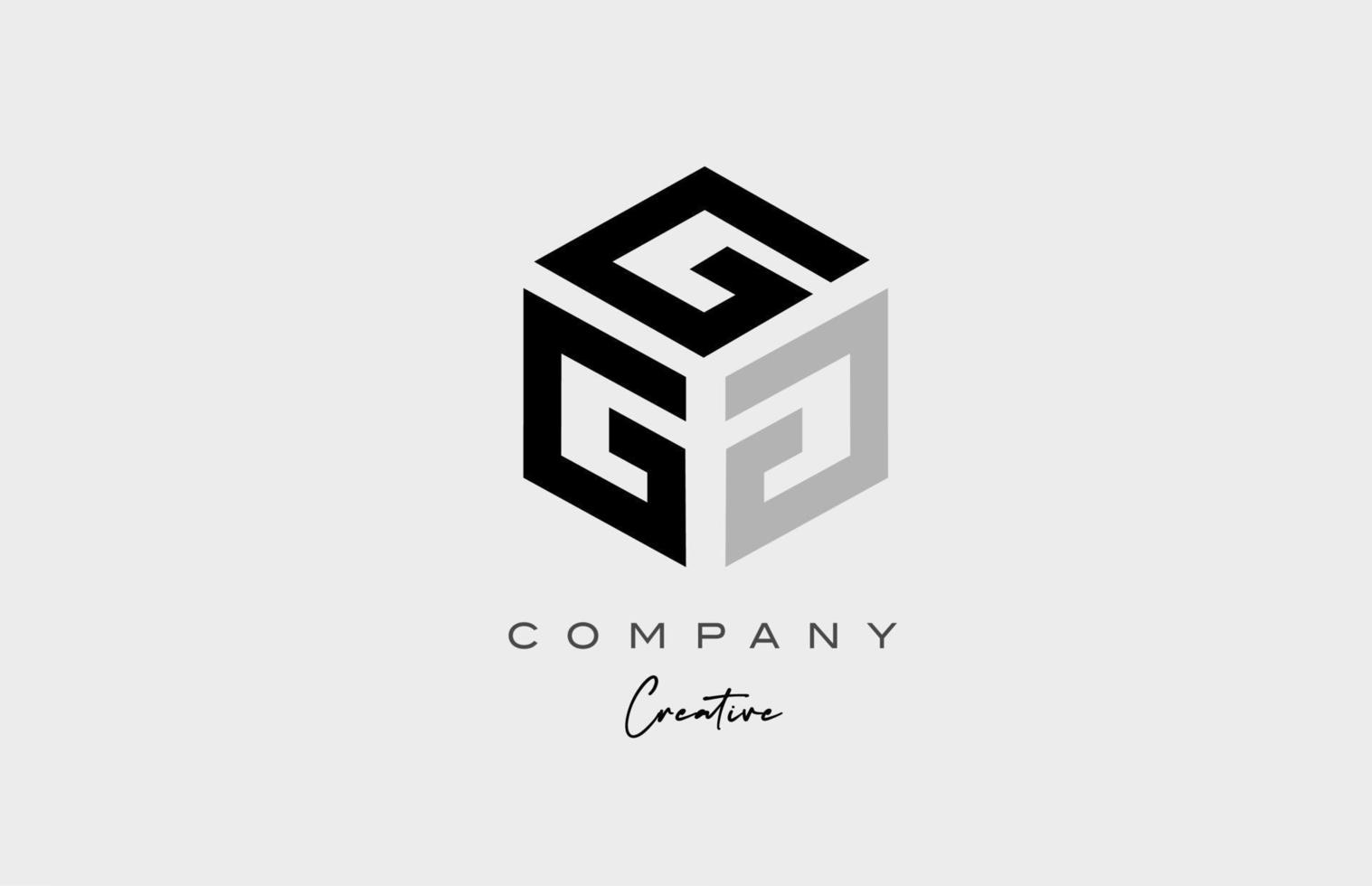 g cinza design de ícone do logotipo da letra do alfabeto de três letras. modelo criativo para negócios e empresa vetor