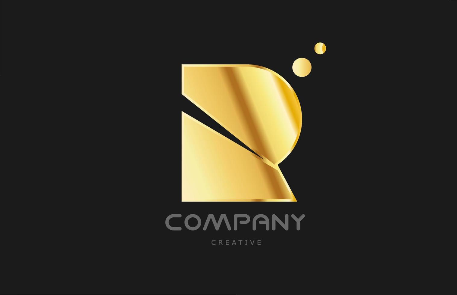 design de ícone do logotipo da letra do alfabeto r dourado dourado. modelo criativo para negócios e empresa e na cor amarela vetor