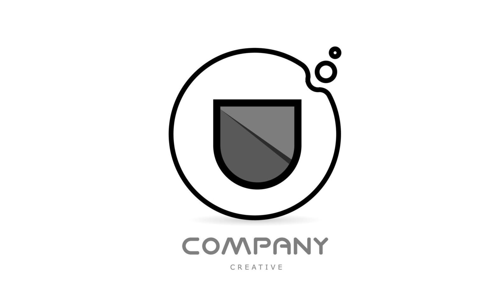 u ícone do logotipo da letra do alfabeto geométrico preto e branco com círculo. modelo criativo para empresa e negócios vetor