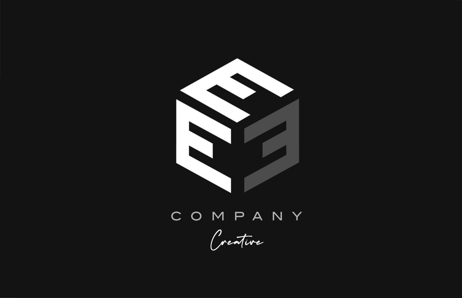 design de ícone do logotipo da letra do alfabeto do cubo de três letras e branco cinza. modelo criativo para empresa vetor