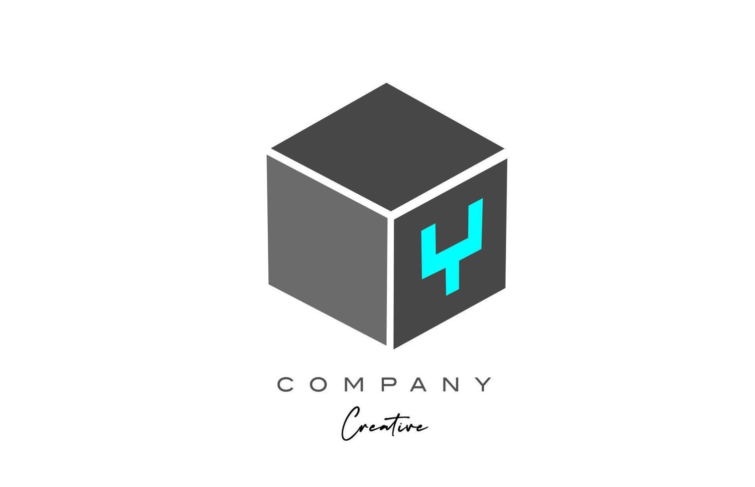 y ícone do logotipo da letra do alfabeto da letra do cubo cinza na cor azul. modelo de design criativo para negócios e empresa vetor